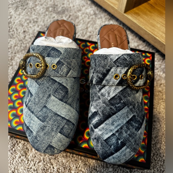 Kurt Geiger Women's Denim Blue Studded Clogs - Picture 3 of 11